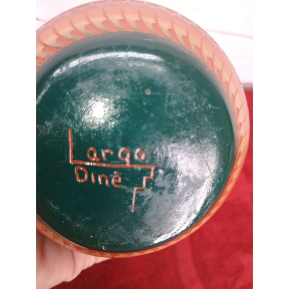 Handcrafted Navajo Pottery Vase By Largo Dine - Multicolor Etched Design - 5" Ta - Picture 5 of 6